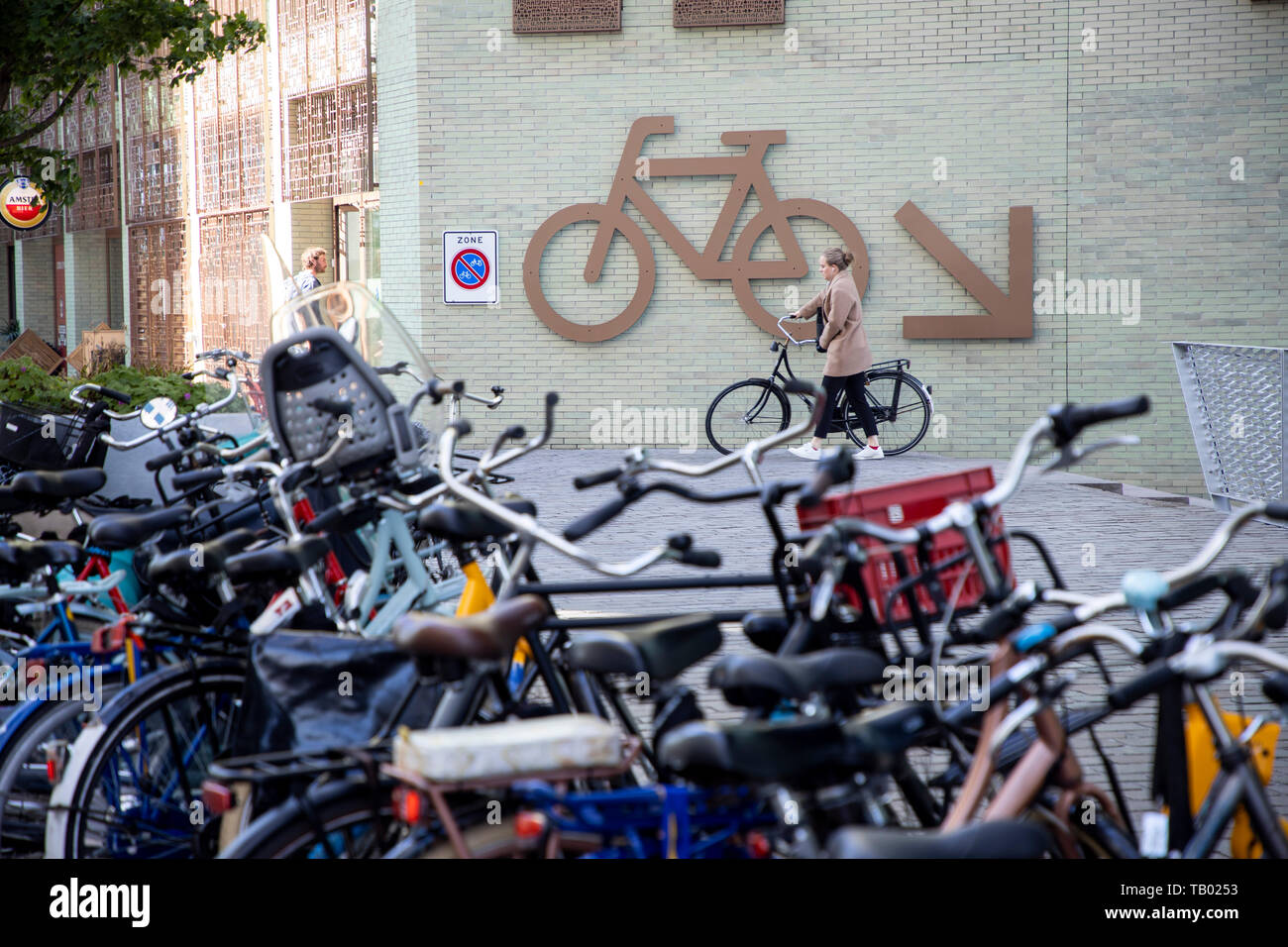Amsterdam, Netherlands, bicycle parking space near the central station, free of charge, Stock Photo