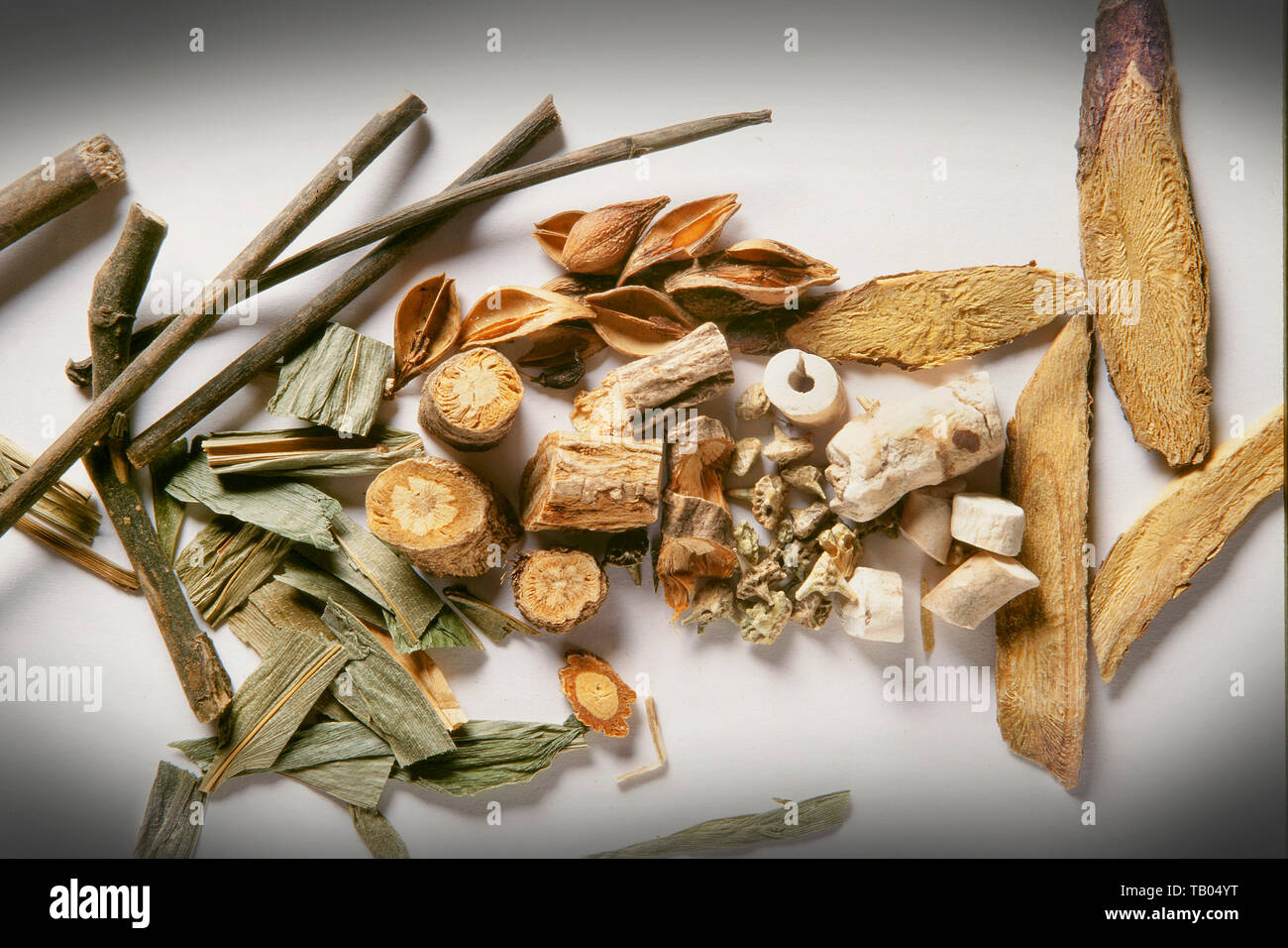 Traditional Chinese medicine herb ingredients. Stock Photo