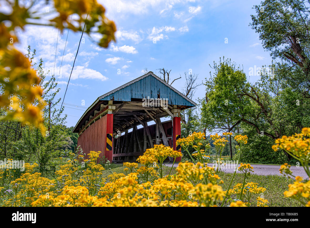 Glenford, Ohio/USA May 18, 2019 Historic Gower Road Covered Bridge