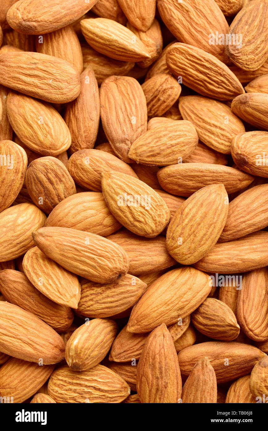 almonds top view texture, for background, vertical, wallpaper Stock