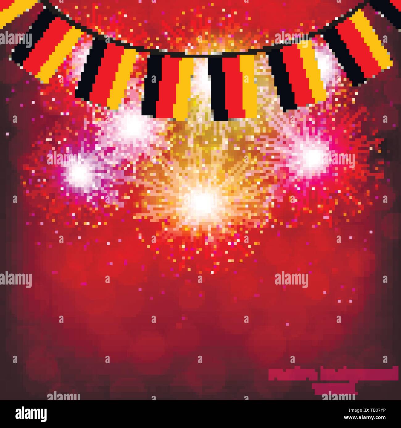 Bright firework with flags Germany for holidays. Vector illustration. Stock Vector