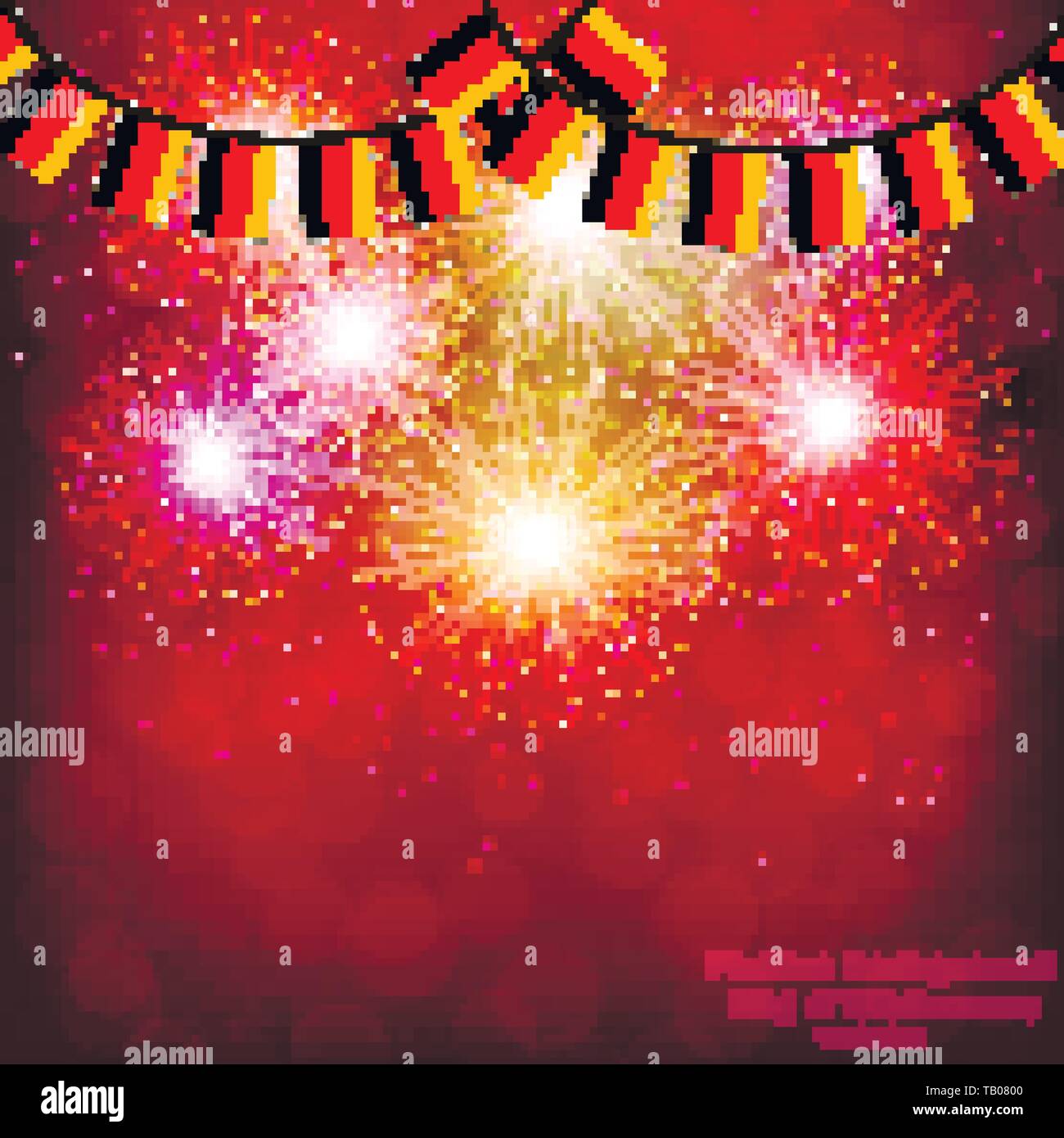 Bright firework with flags Germany for holidays. Vector illustration. Stock Vector