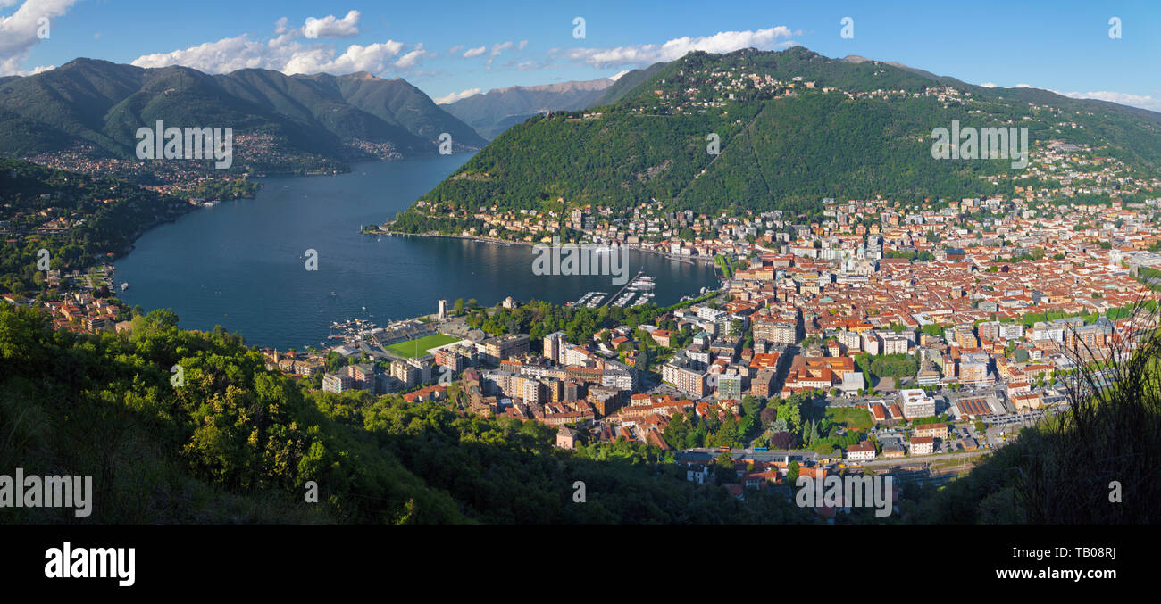 Como - The city with the Cathedral and lake Como. Stock Photo