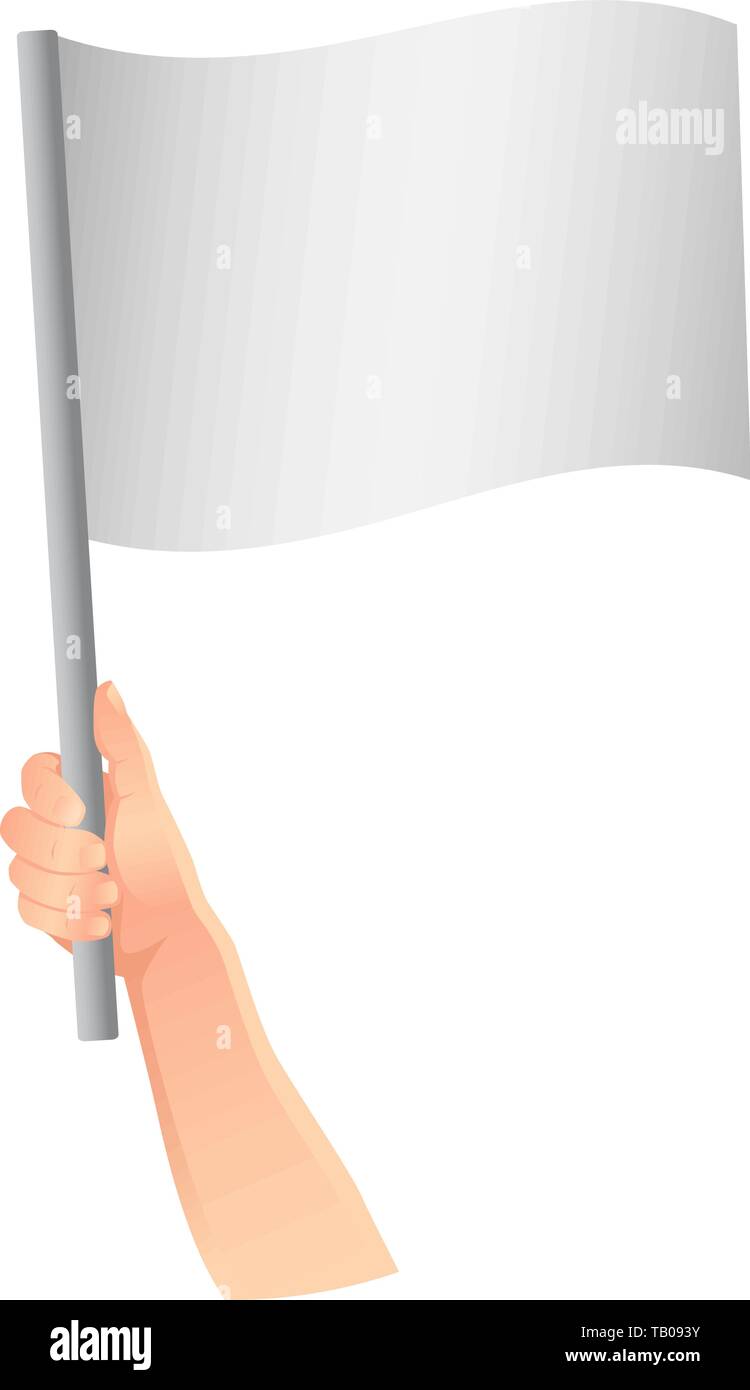 White flag in hand. Vector illustration of white flag Stock Vector