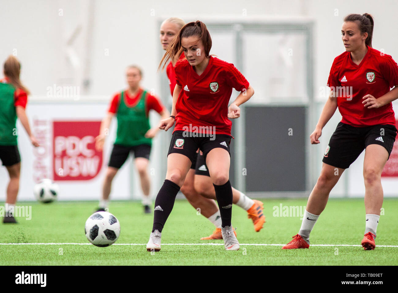 Wales Women training session at USW Sports Park ahead of next week's international match against New Zealand. Lewis Mitchell/YCPD. Stock Photo