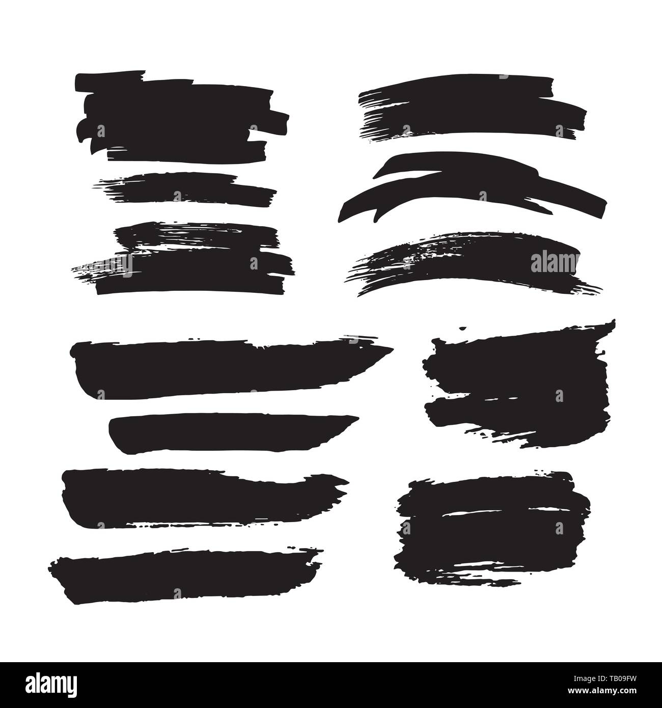 Set of black brush strokes Isolated on white background Stock Vector ...