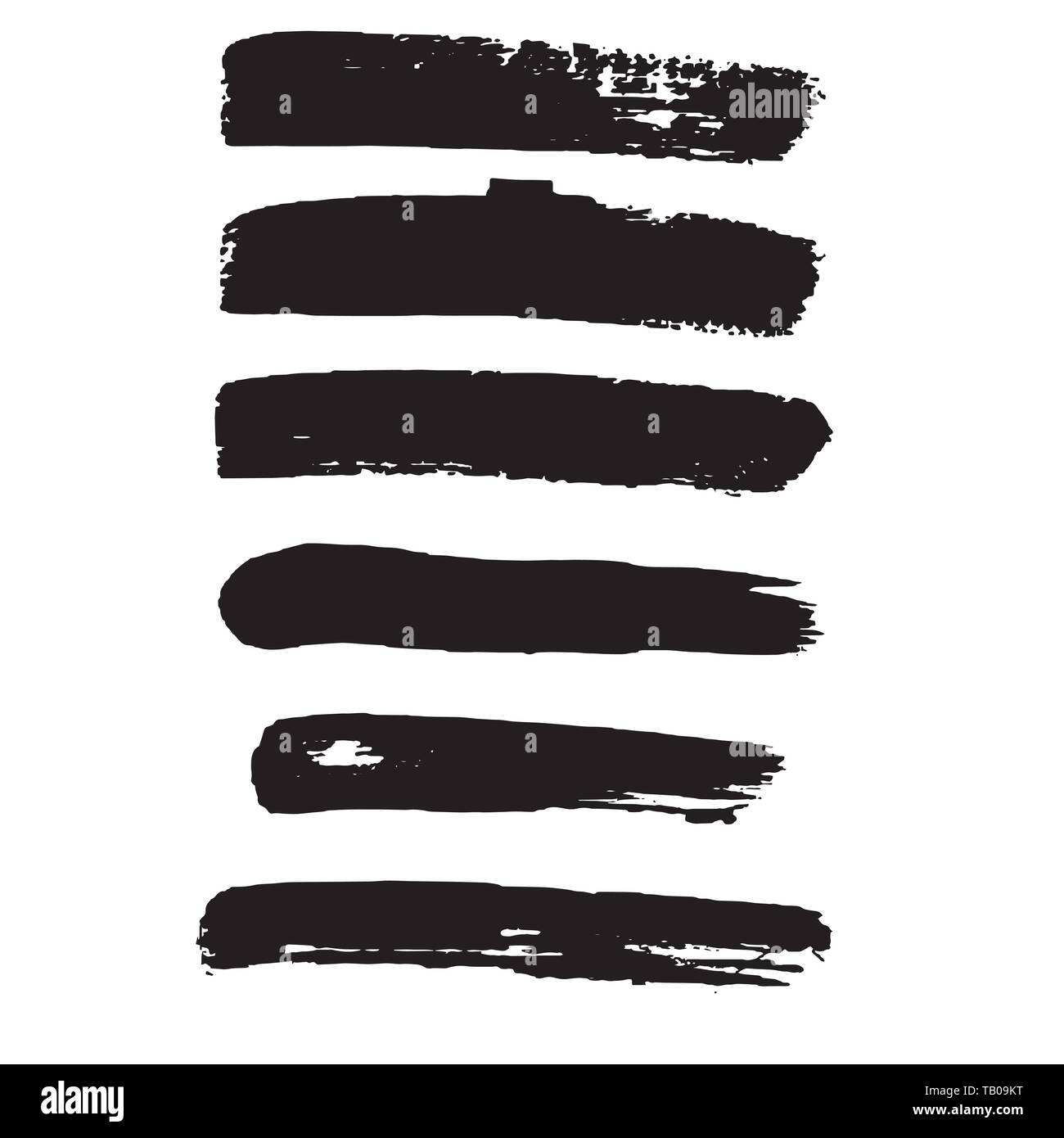 Set of black brush strokes Isolated on white background Stock Vector ...