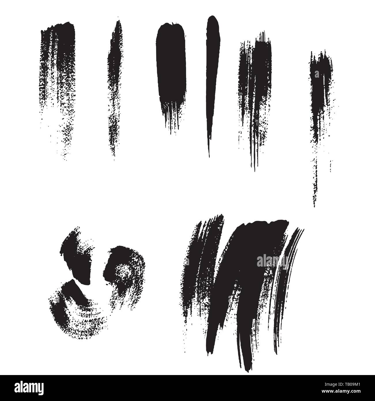 Set of black brush strokes Isolated on white background Stock Vector ...