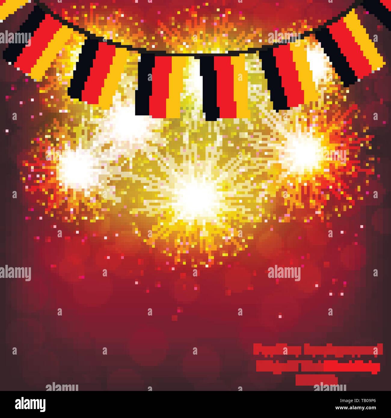 Bright firework with flags Germany for holidays. Vector illustration. Stock Vector