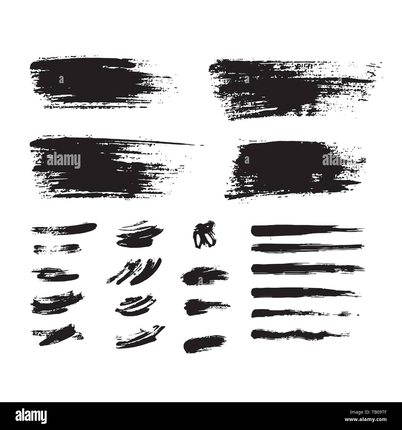 Set of black brush strokes Isolated on white background Stock Vector ...