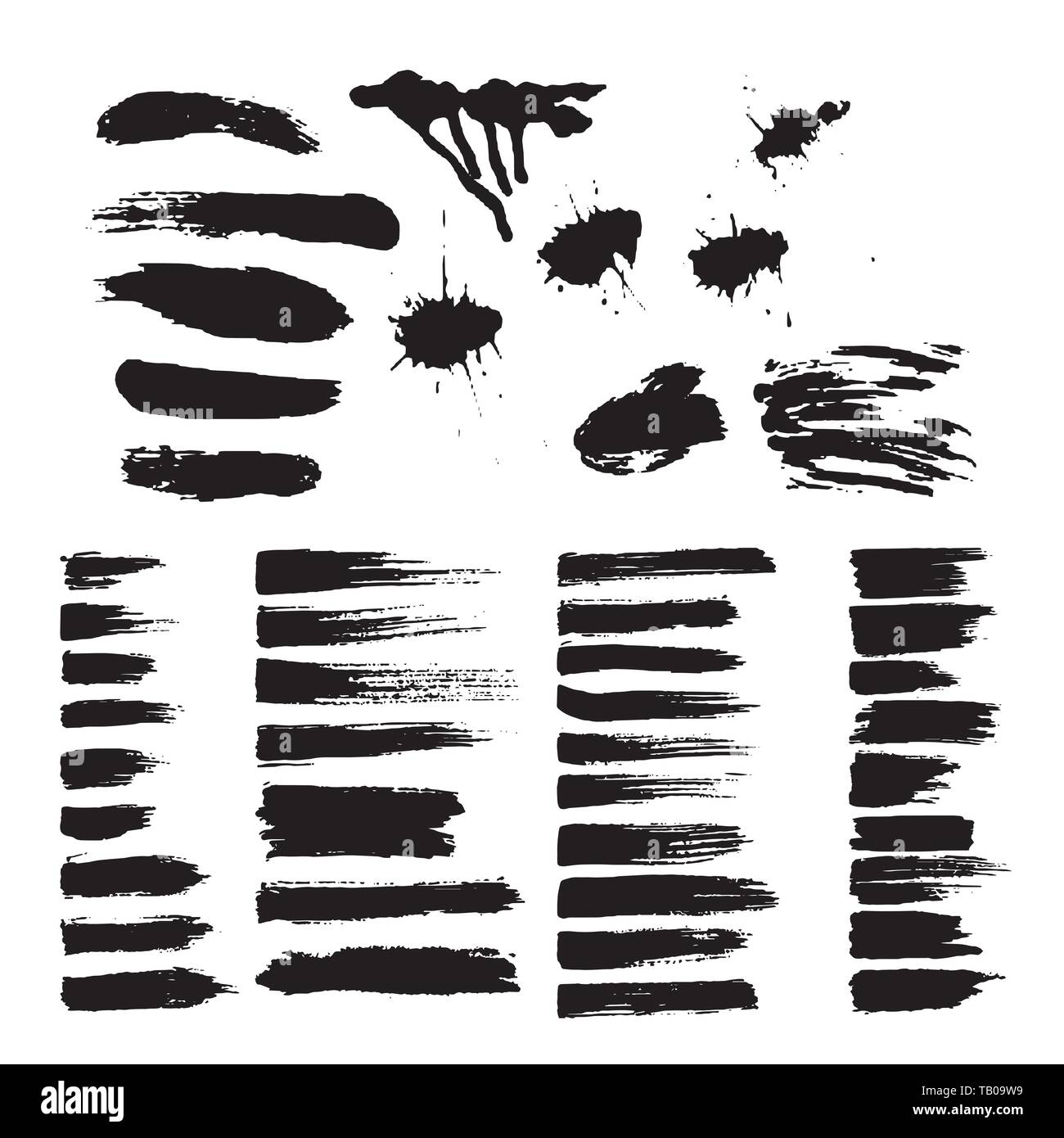 Set of black brush strokes Isolated on white background Stock Vector ...