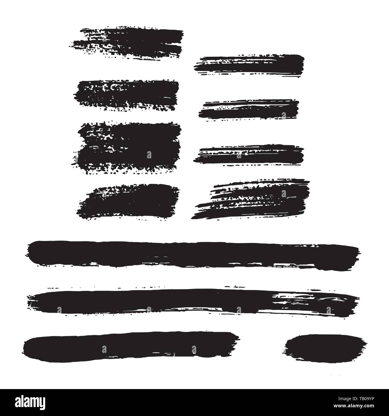 Set of black brush strokes Isolated on white background Stock Vector ...