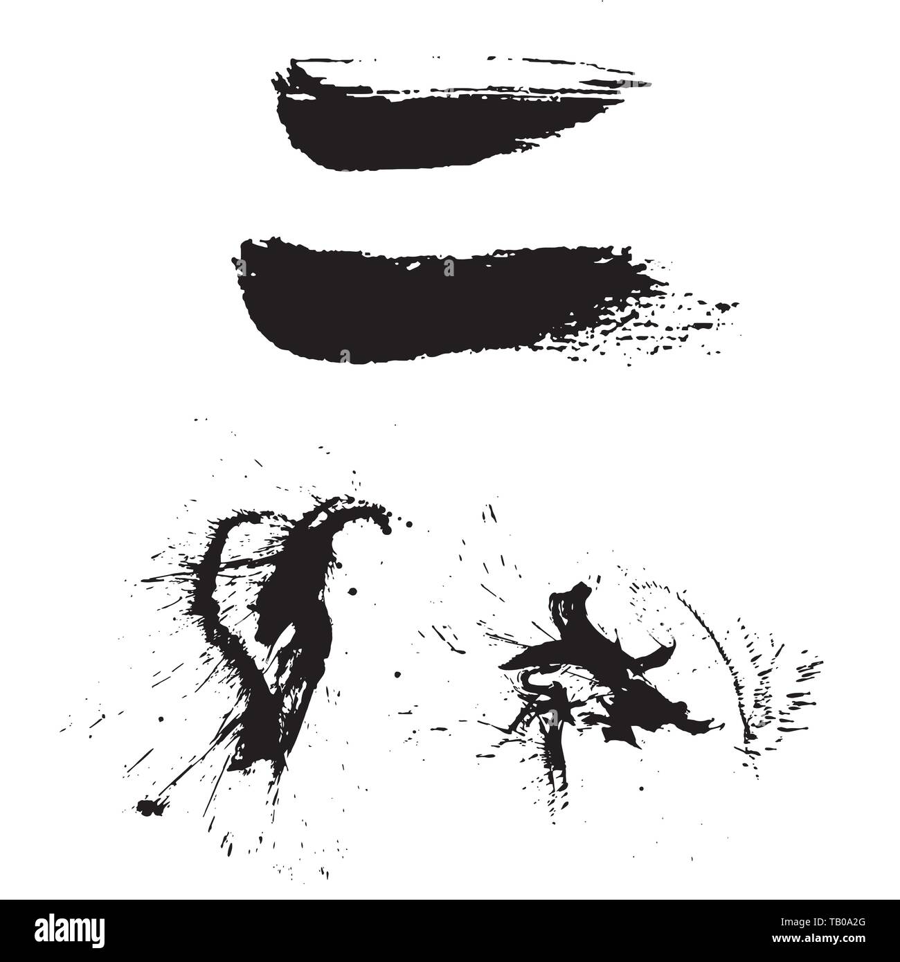 Set of black brush strokes Isolated on white background Stock Vector ...