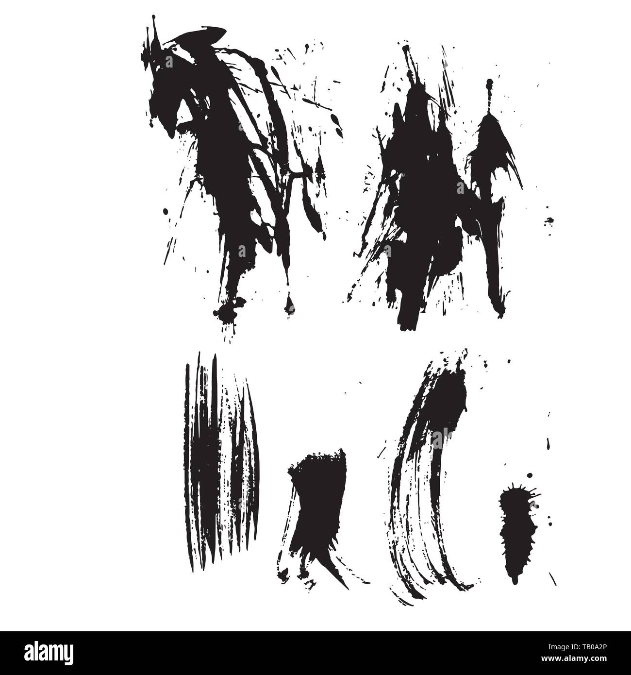 Set of black brush strokes Isolated on white background Stock Vector ...
