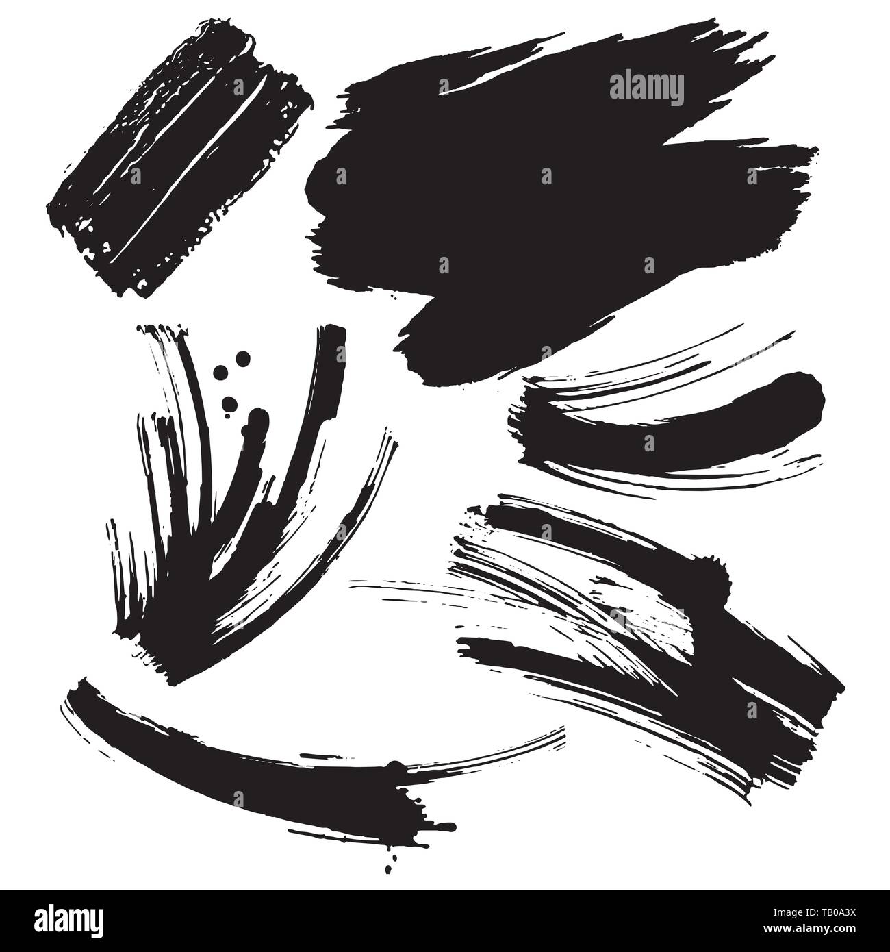 Set of black brush strokes Isolated on white background Stock Vector ...