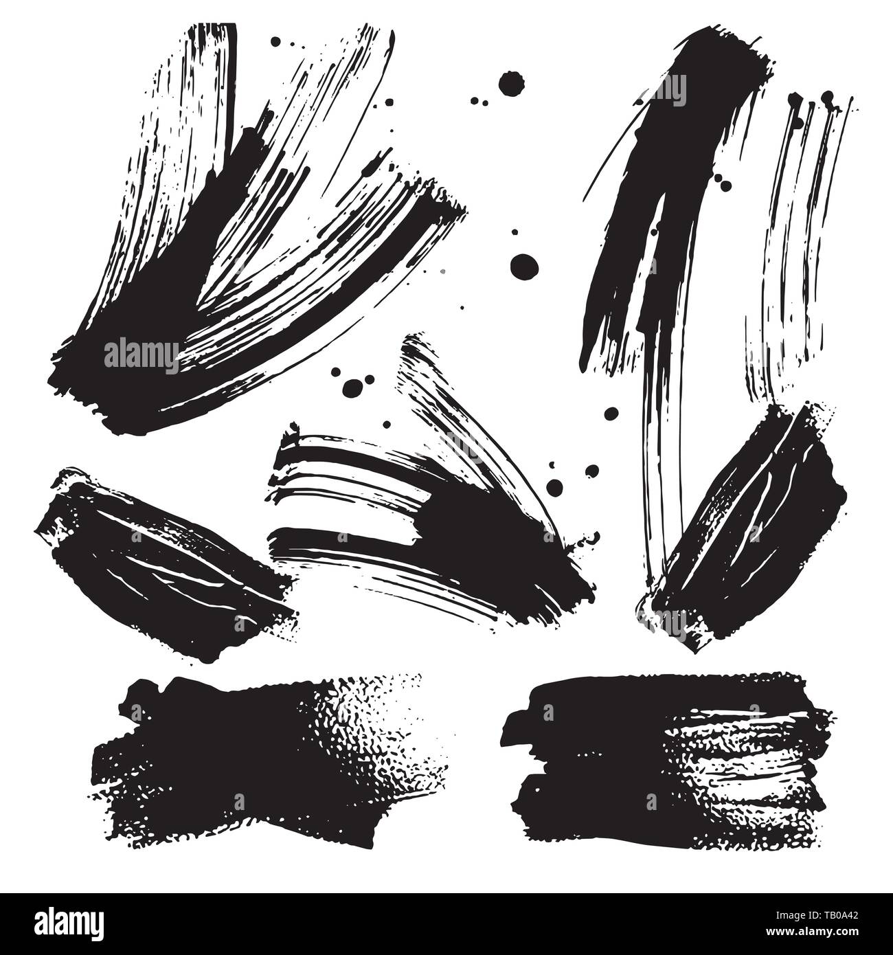 Set of black brush strokes Isolated on white background Stock Vector ...