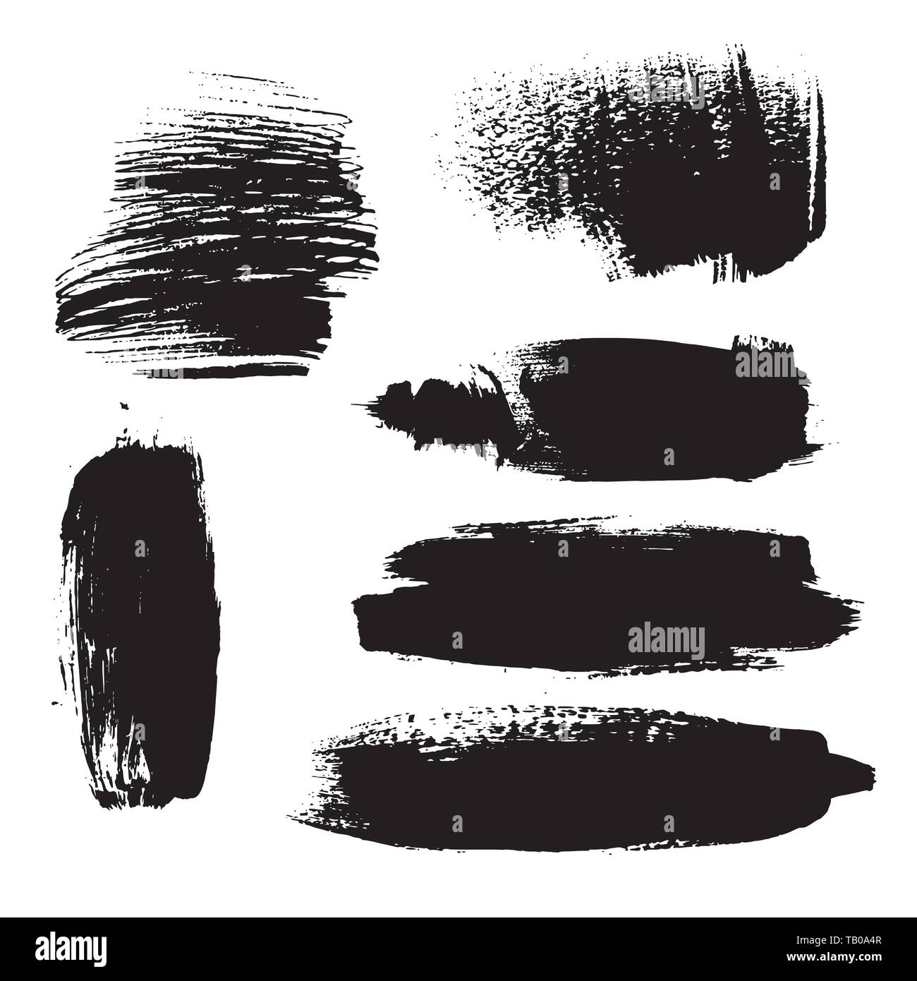 Set of black brush strokes Isolated on white background Stock Vector ...