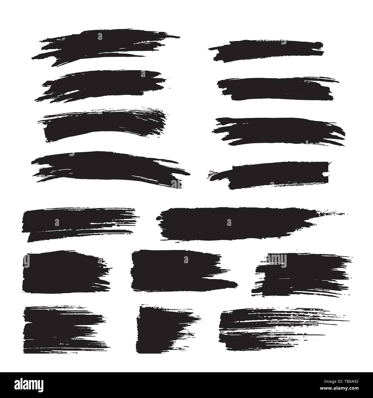 Set of black brush strokes Isolated on white background Stock Vector ...