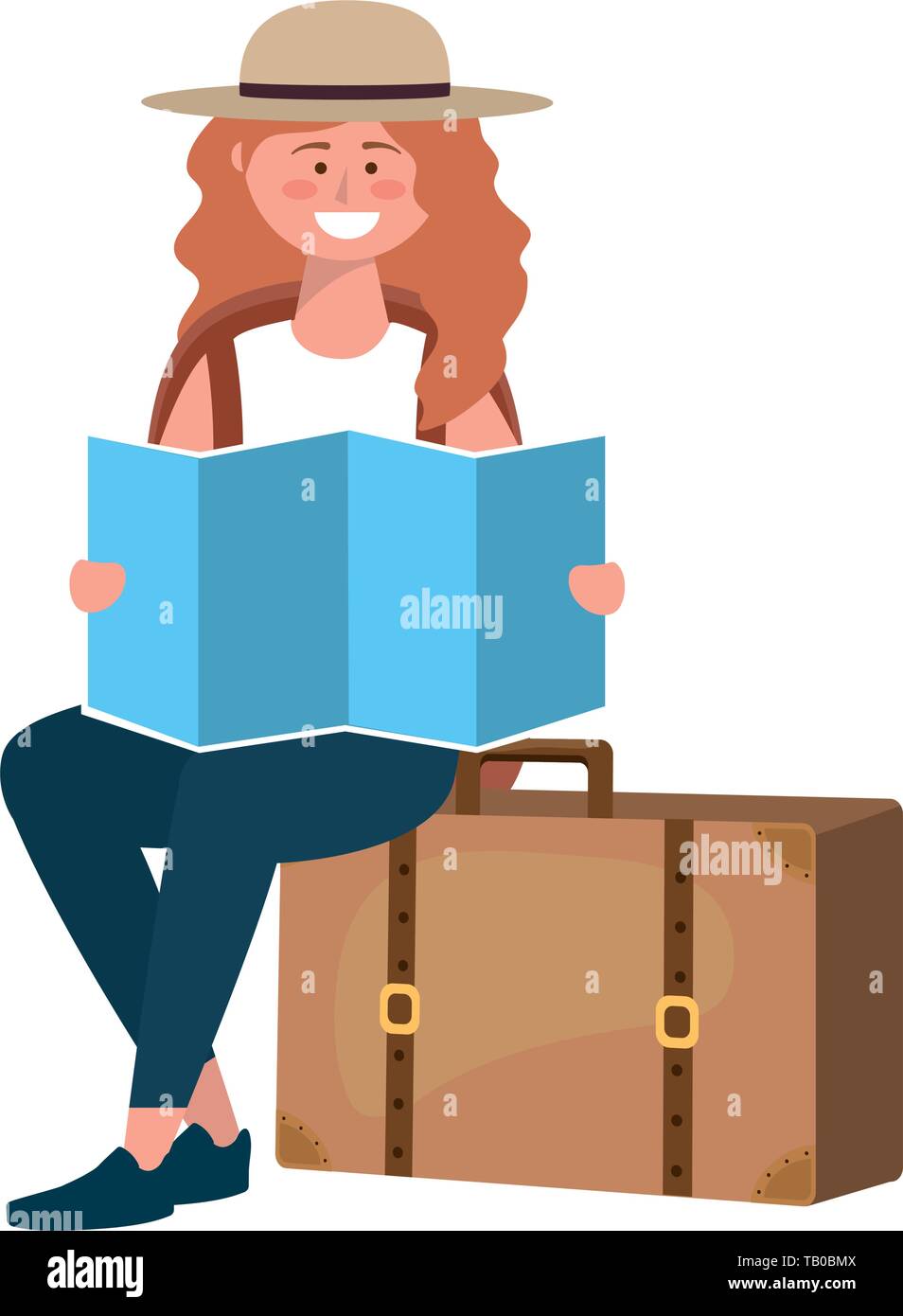 Tourist Girl Cartoon Design Travel Trip Vacation Tourism And Journey Theme Vector Illustration 