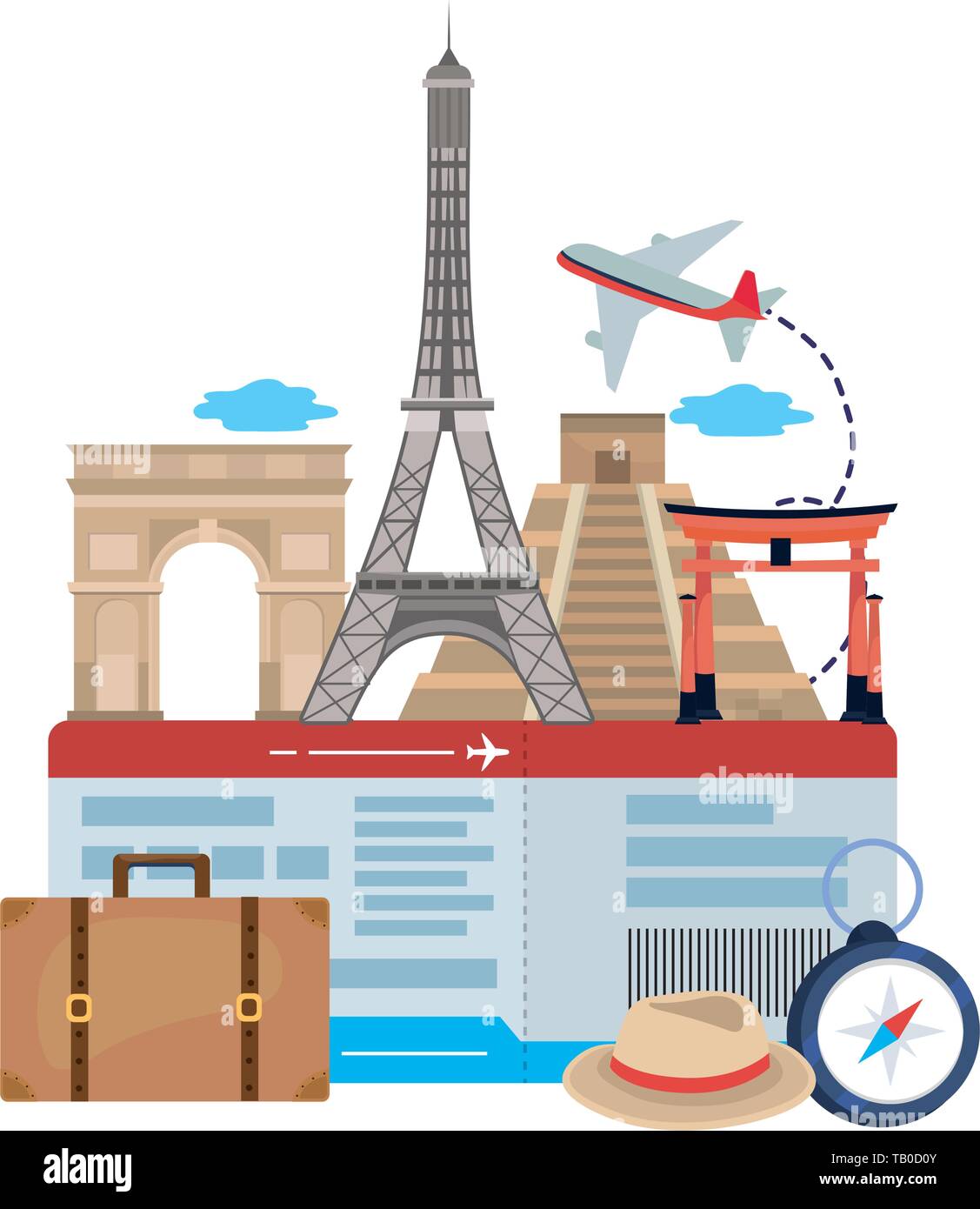 landmarks icon set design, Travel trip vacation tourism journey and ...