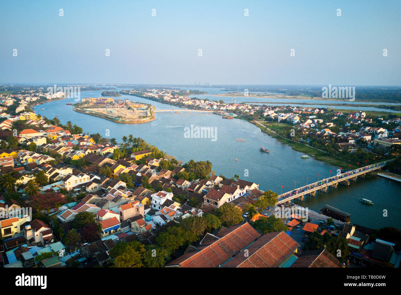 An aerial image of Hoi An, Vietnam on a Lunar new year's day Stock Photo