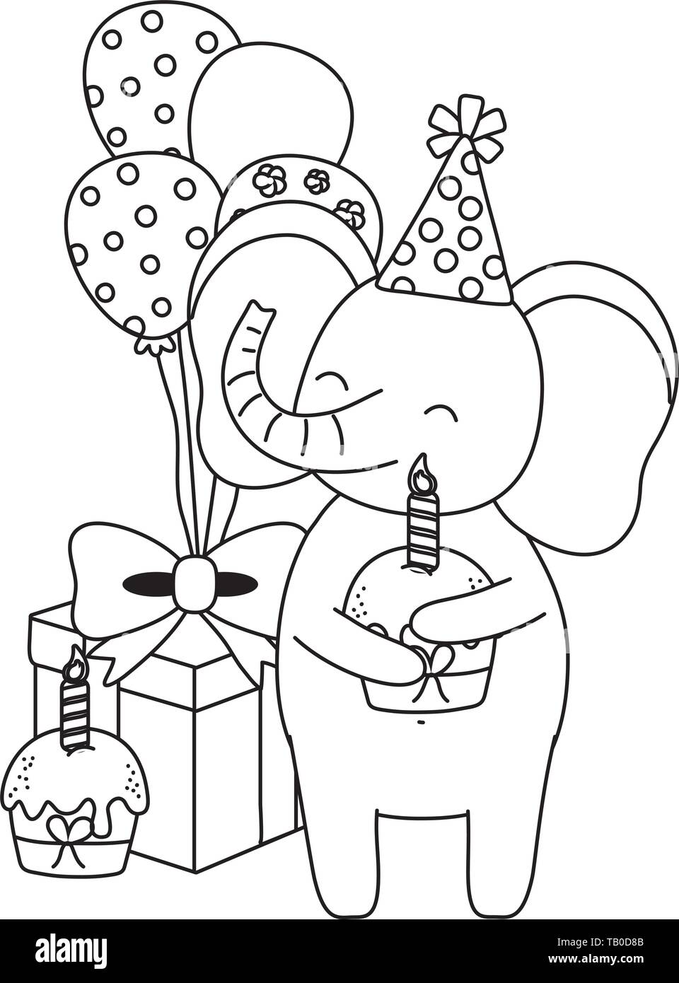 Elephant cartoon design, Animal happy birthday celebration decoration