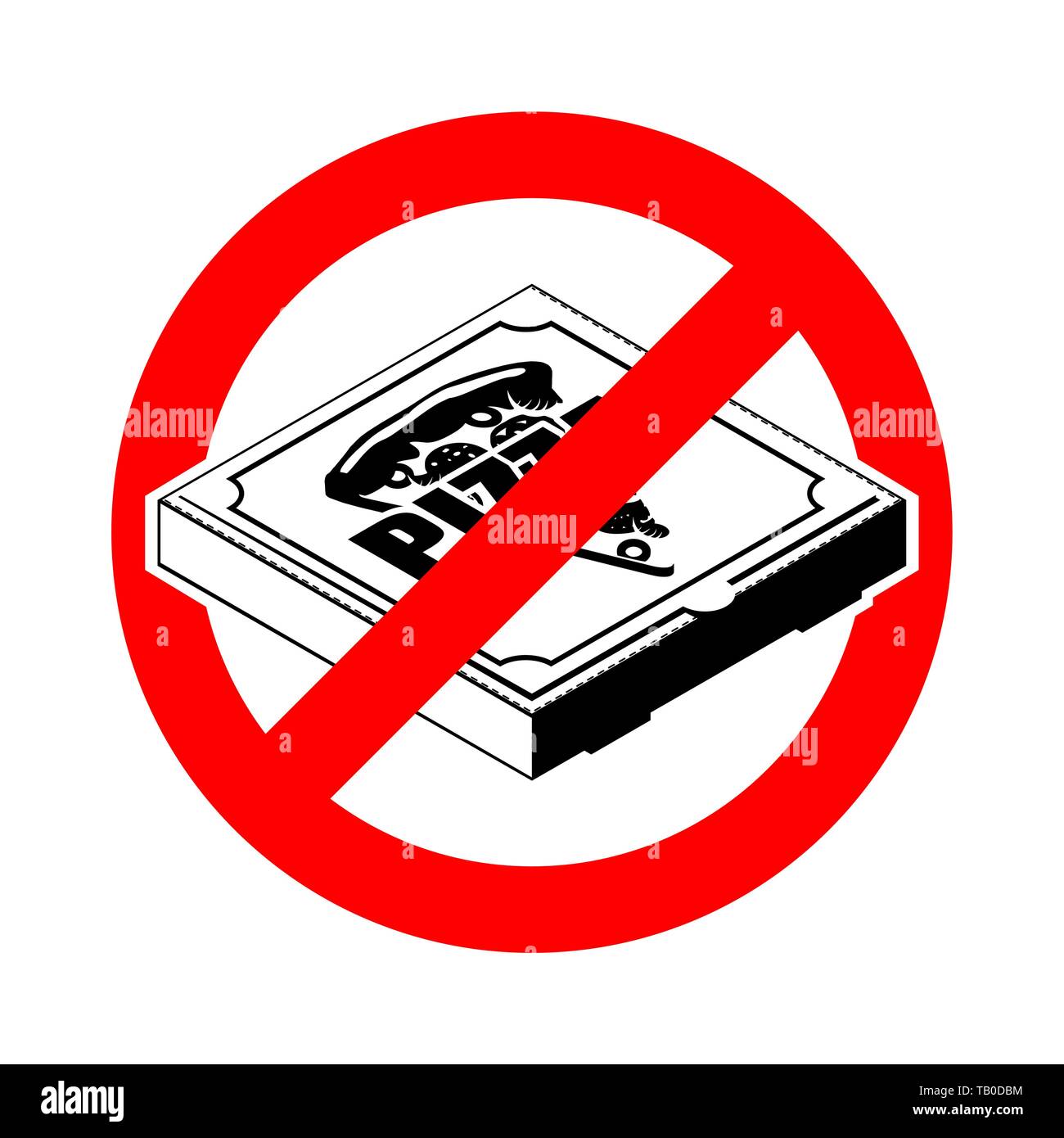 Stop pizza. Red road Forbidding fast food. Ban pizza box Stock Vector