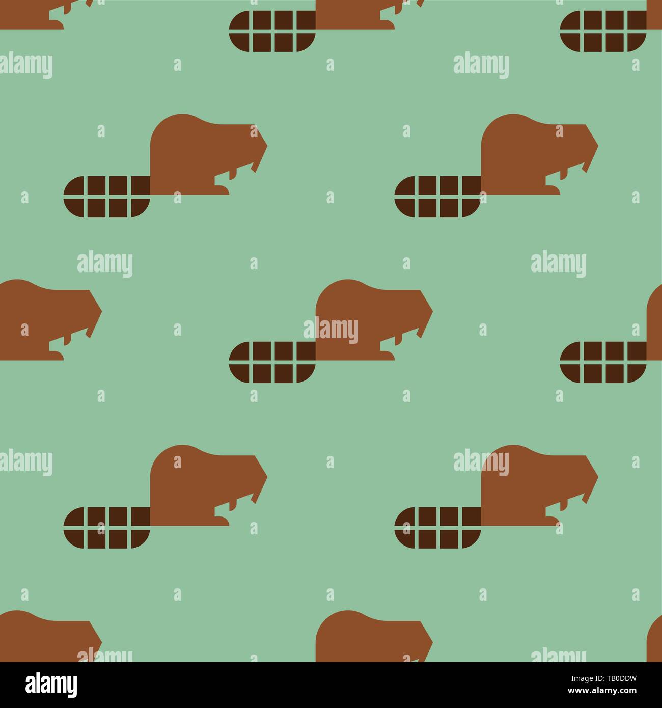 Beaver pattern seamless. Wild animal background ornament Stock Vector