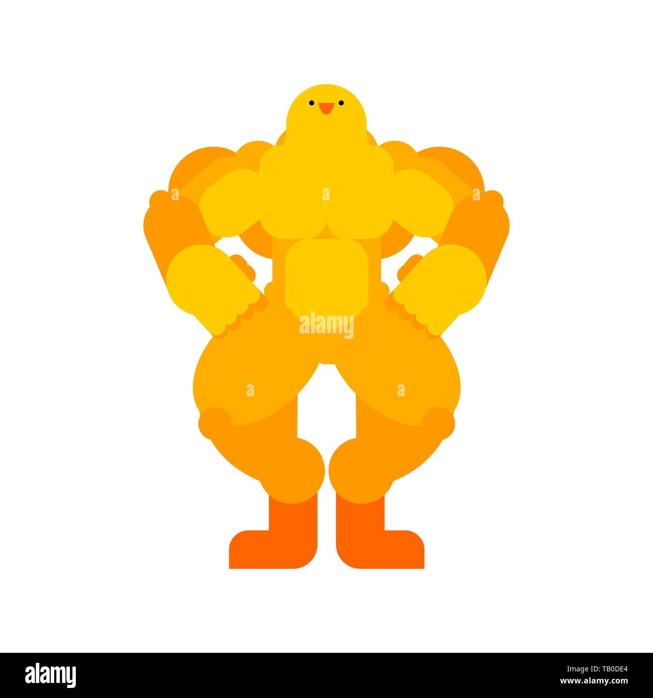 Strong Chick. Powerful chicken. spring chicken bodybuilder. hard Farm