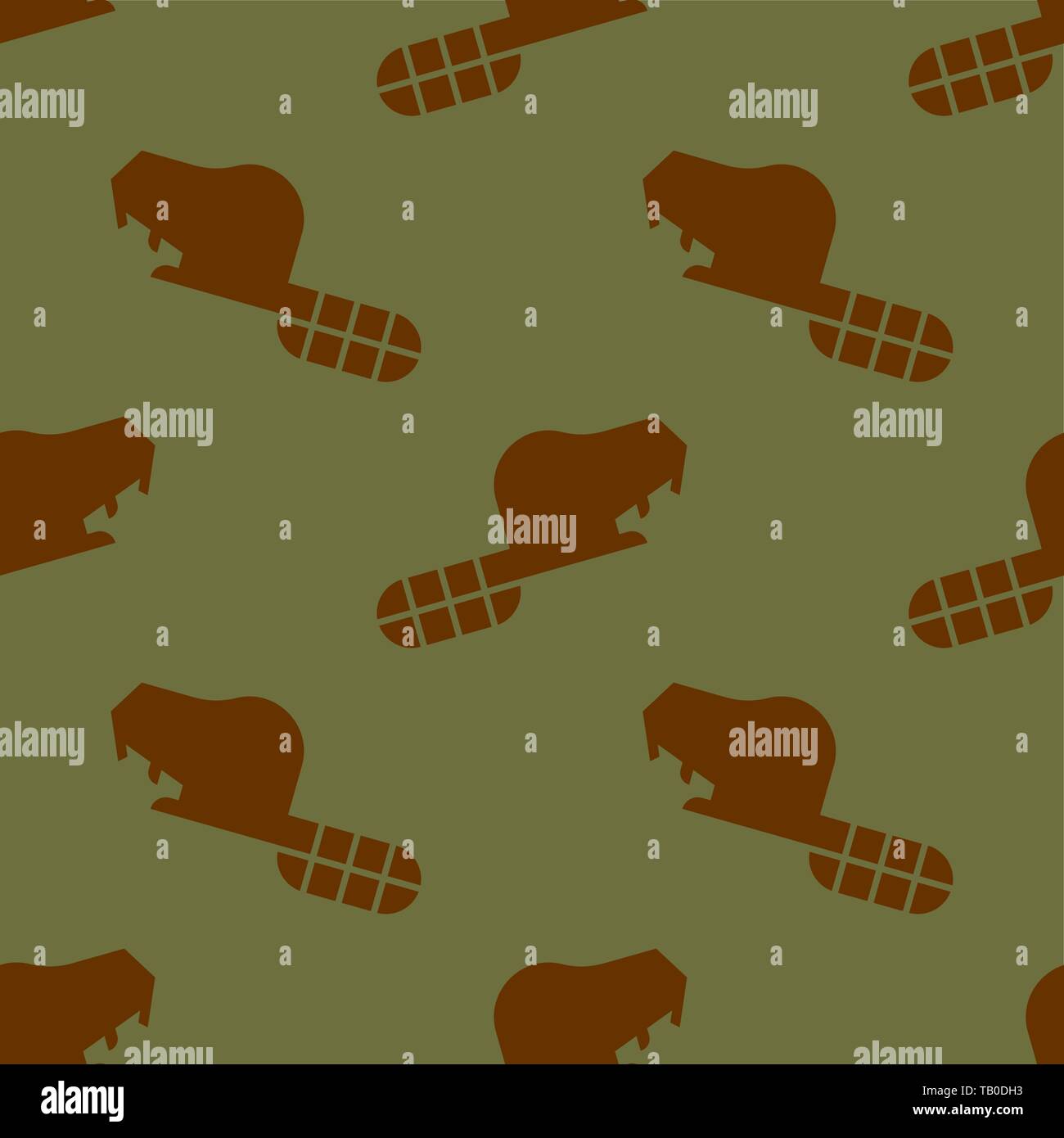 Beaver pattern seamless. Wild animal background ornament Stock Vector