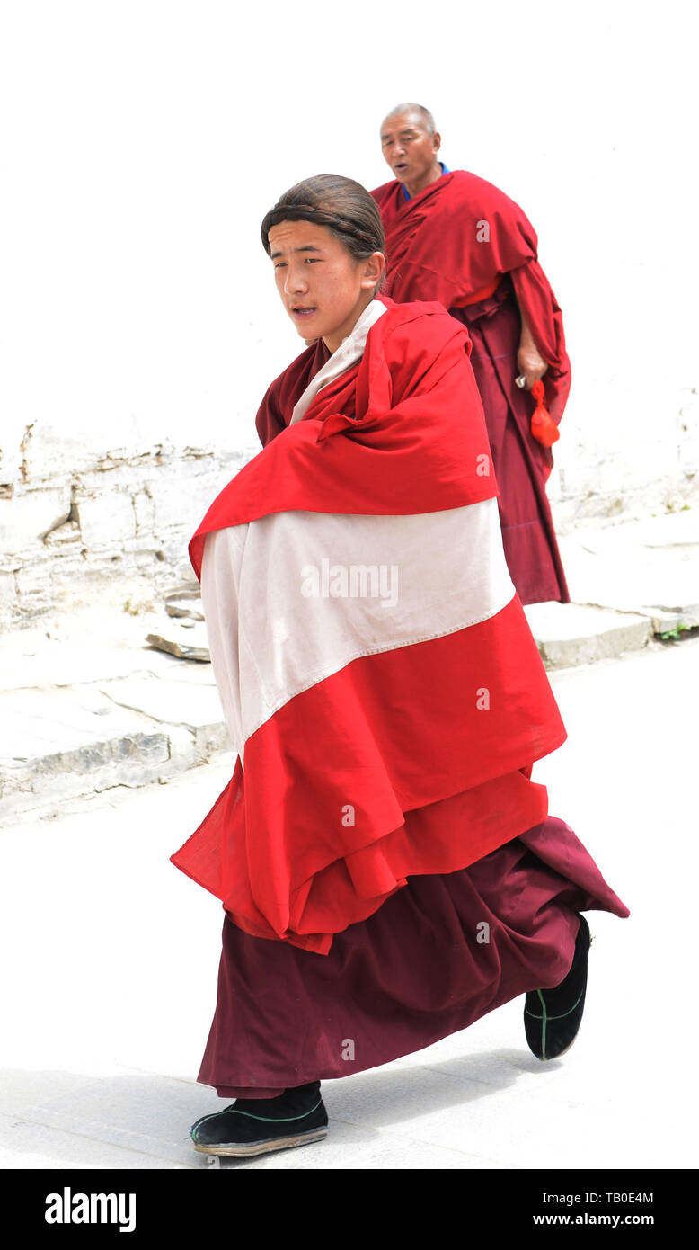 A Ngakpa monk in Labrang monastery in Amdo, Eastern Tibet. Stock Photo