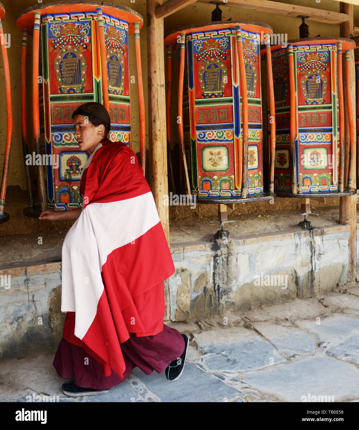 A Ngakpa monk in Labrang monastery in Amdo, Eastern Tibet. Stock Photo
