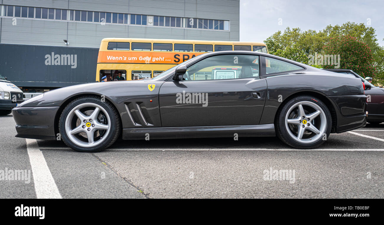 BERLIN - MAY 11, 2019: Grand tourer car Ferrari 575M Maranello. 32th Berlin-Brandenburg Oldtimer Day. Stock Photo