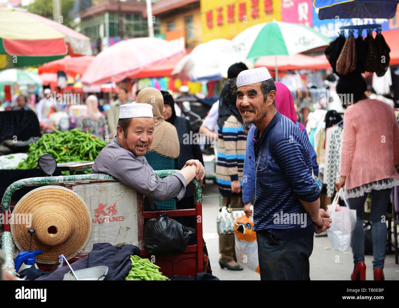 The vibrant market in Linxia, Gansu province, China. Stock Photo