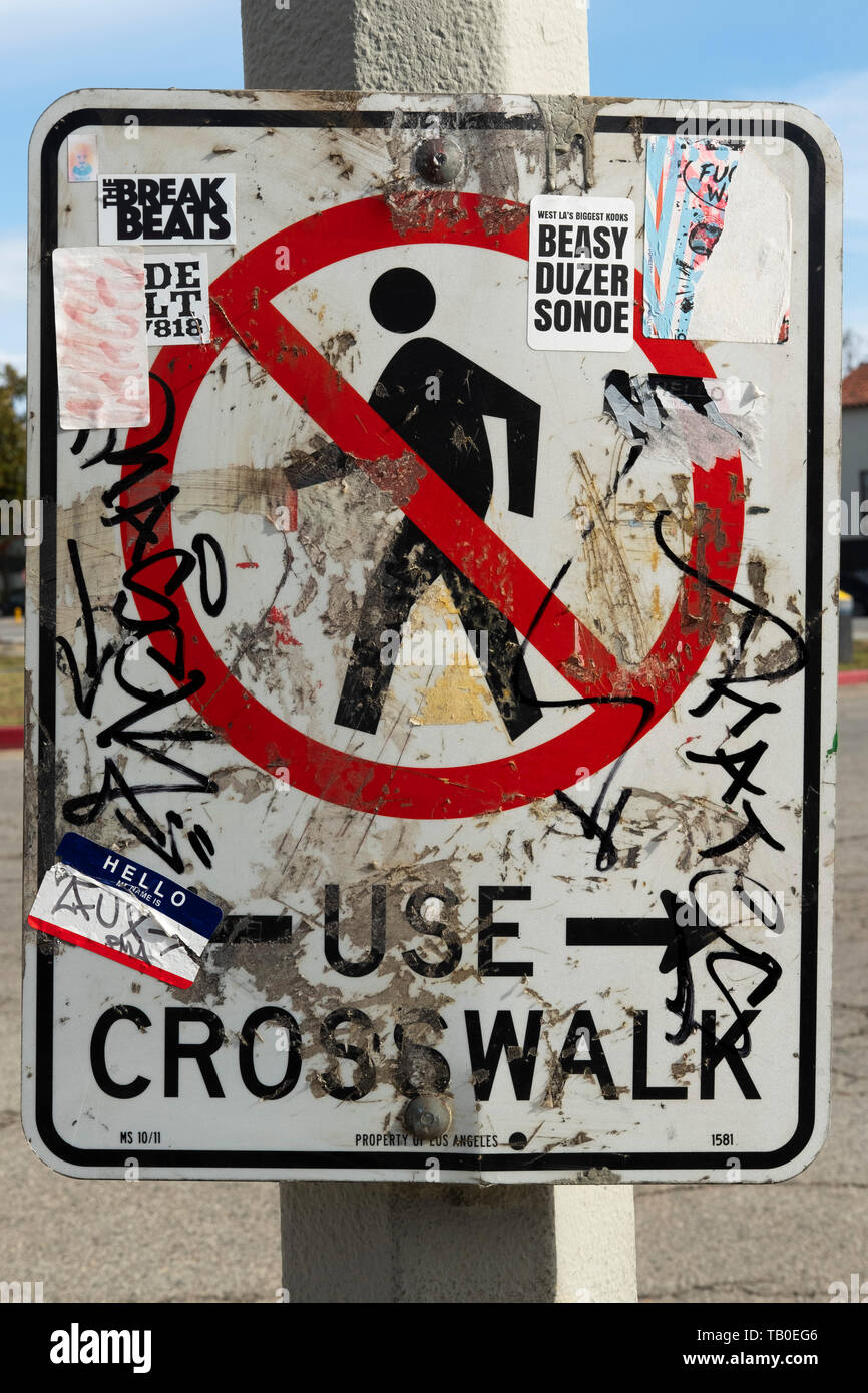 Vandalized traffic sign los angeles hi-res stock photography