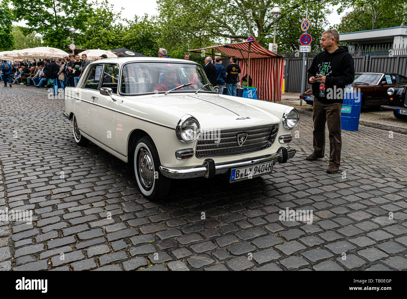BERLIN - MAY 11, 2019: Large family car Peugeot 404. 32th Berlin-Brandenburg Oldtimer Day. Stock Photo