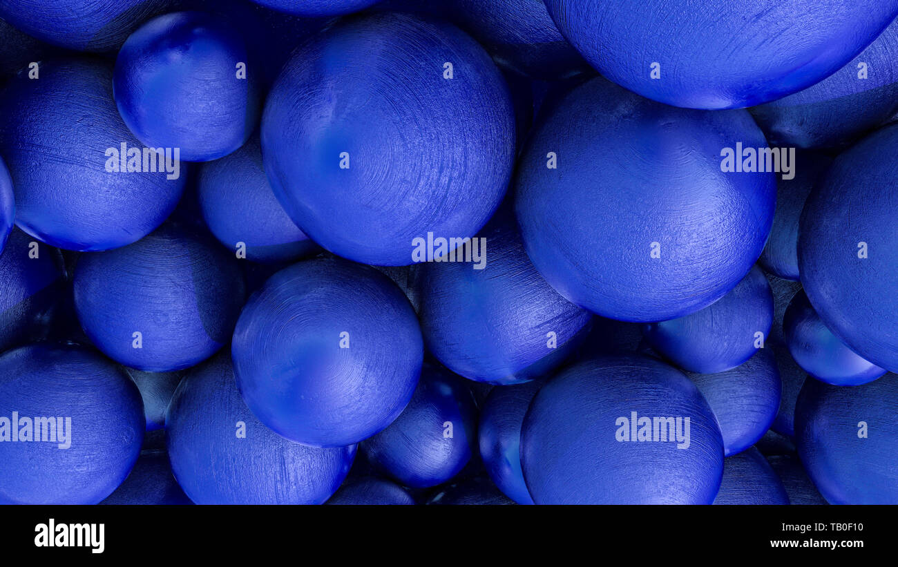 Abstract three-dimensional background of blue spheres with texture. 3d ...