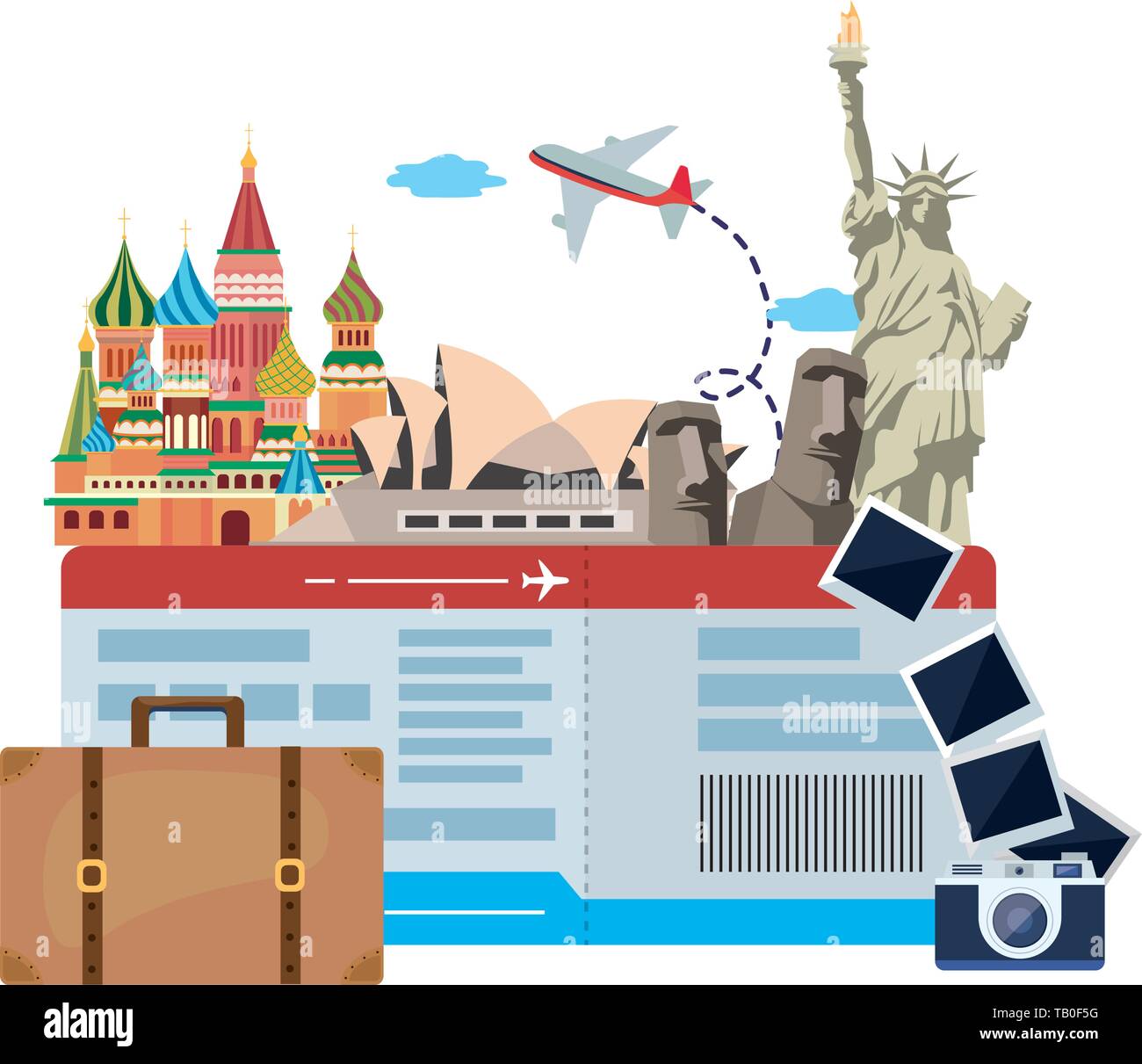 landmarks icon set design, Travel trip vacation tourism journey and ...