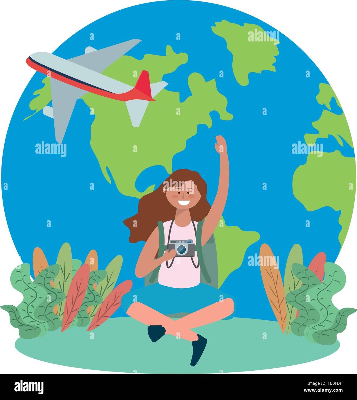 Tourist girl cartoon design, Travel trip vacation tourism and journey theme  Vector illustration Stock Vector Image & Art - Alamy