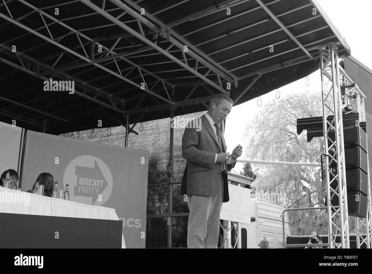 Brexit party leader Nigel Farage attending a rally at the old hall country club Chester UK Stock Photo