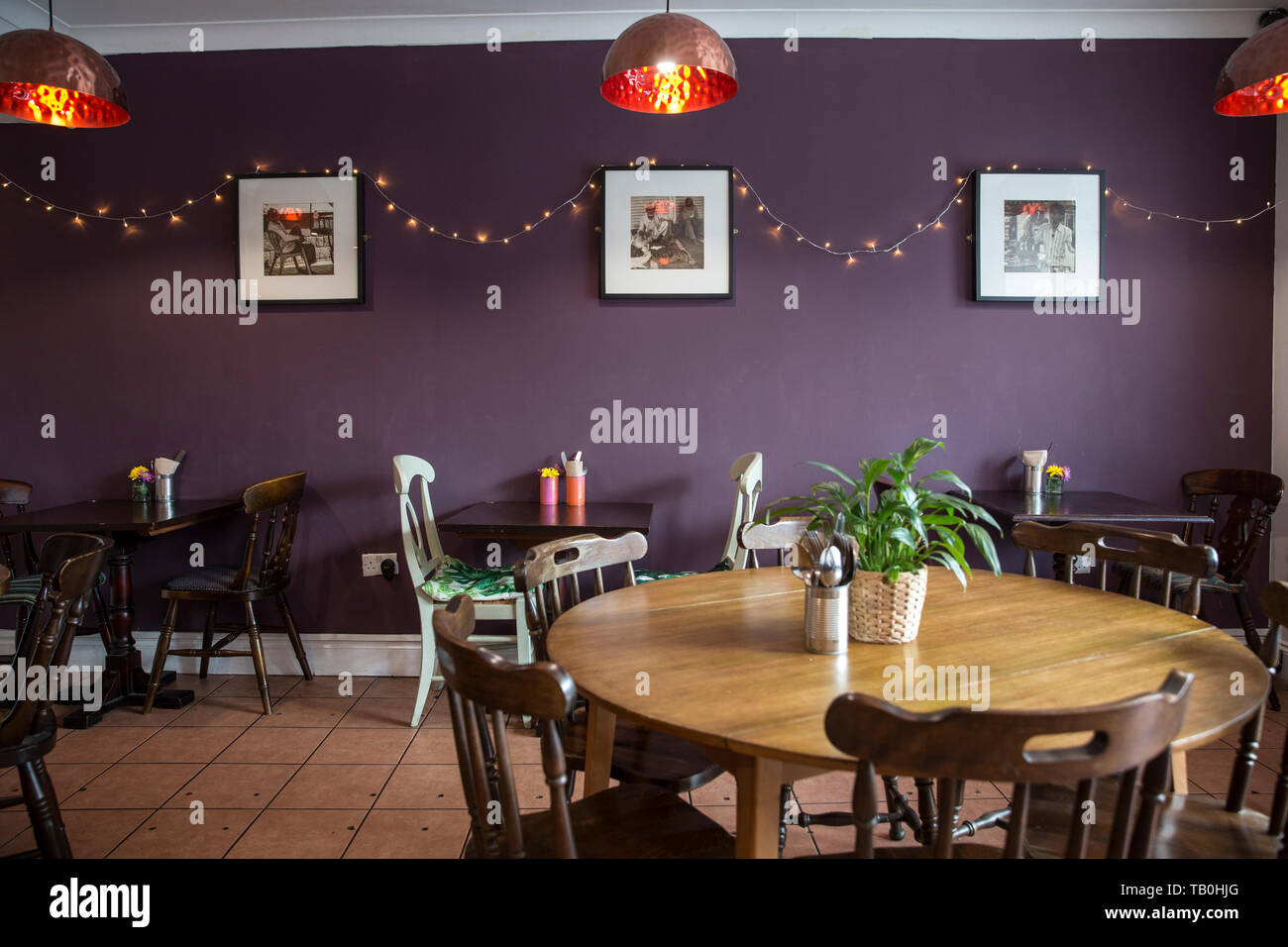 Amrutha Lounge, vegan food restaurant, Earlsfield, southwest London, England, United Kingdom Stock Photo
