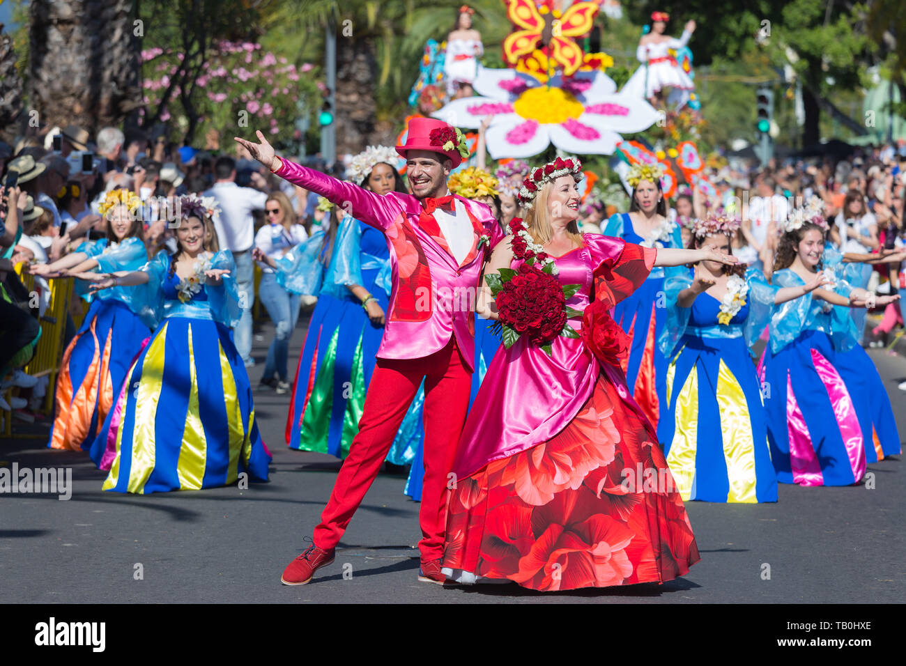 Parade of Madeira Flower Festival or "Festa da flor" in Funchal city, Madeira Island, Portugal, May 2019 Stock Photo