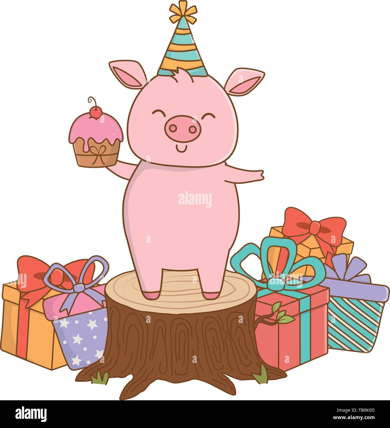 Pig cartoon design, Animal happy birthday celebration decoration and surprise theme Vector illustration Stock Vector Image & Art - Alamy Pig cartoon design, Animal happy birthday celebration decoration and surprise theme Vector illustration Stock Vector Image & Art - Alamy