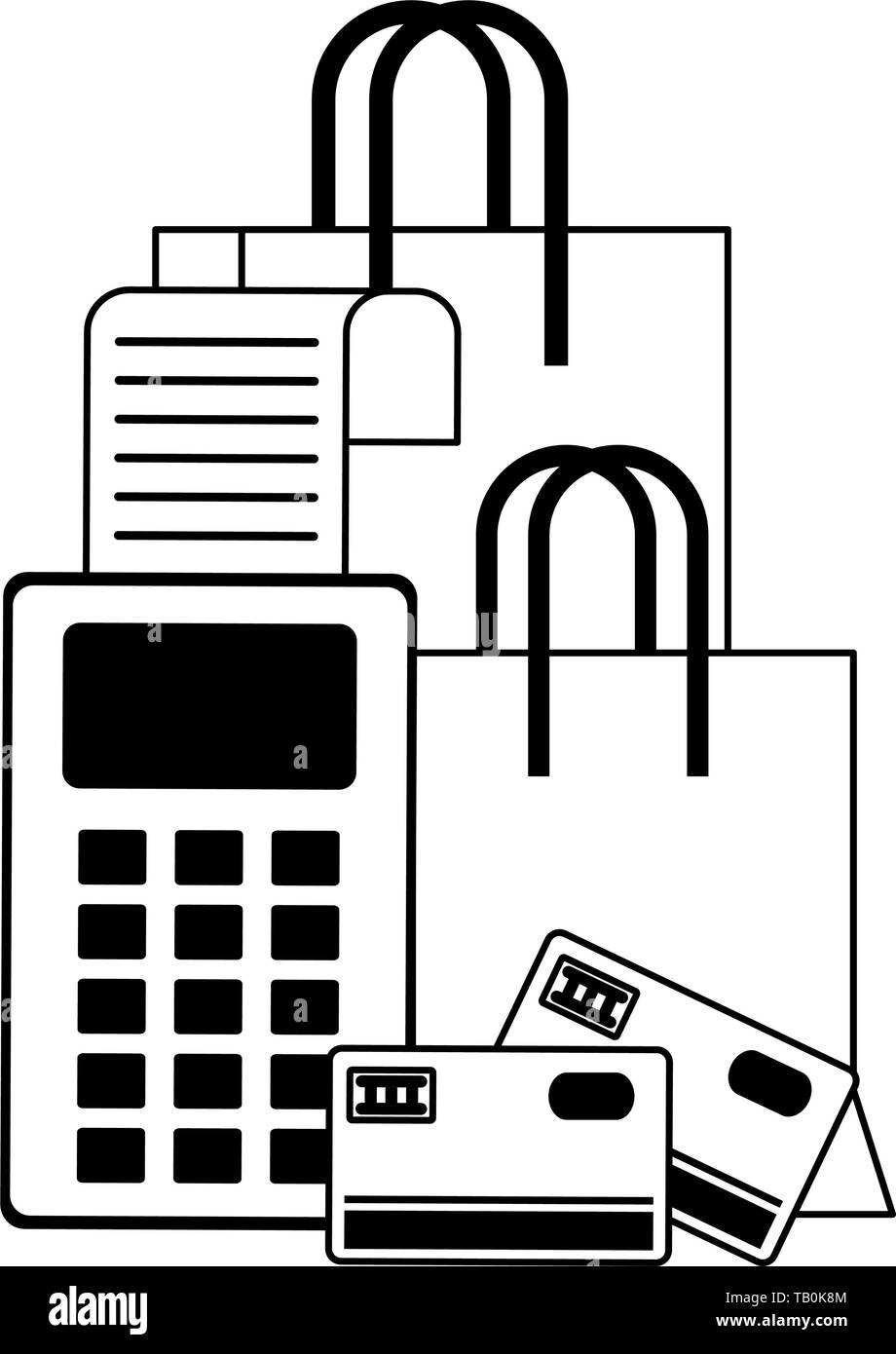 Shopping and sales symbols in black and white Stock Vector Image & Art ...