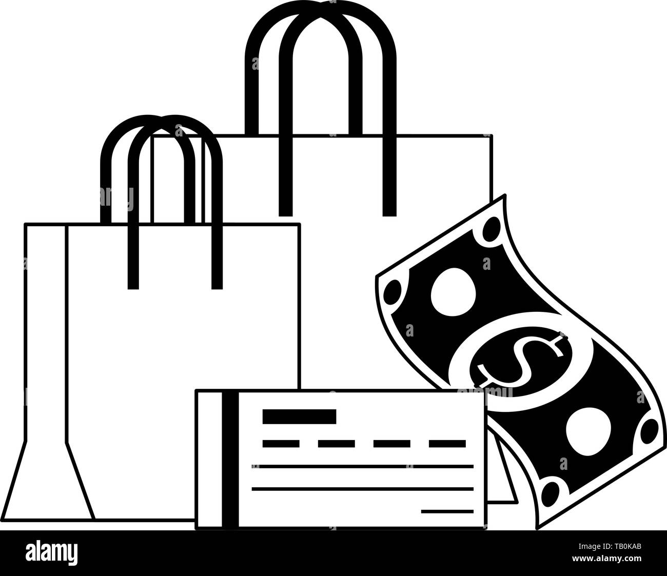 Shopping and sales symbols in black and white Stock Vector Image & Art ...