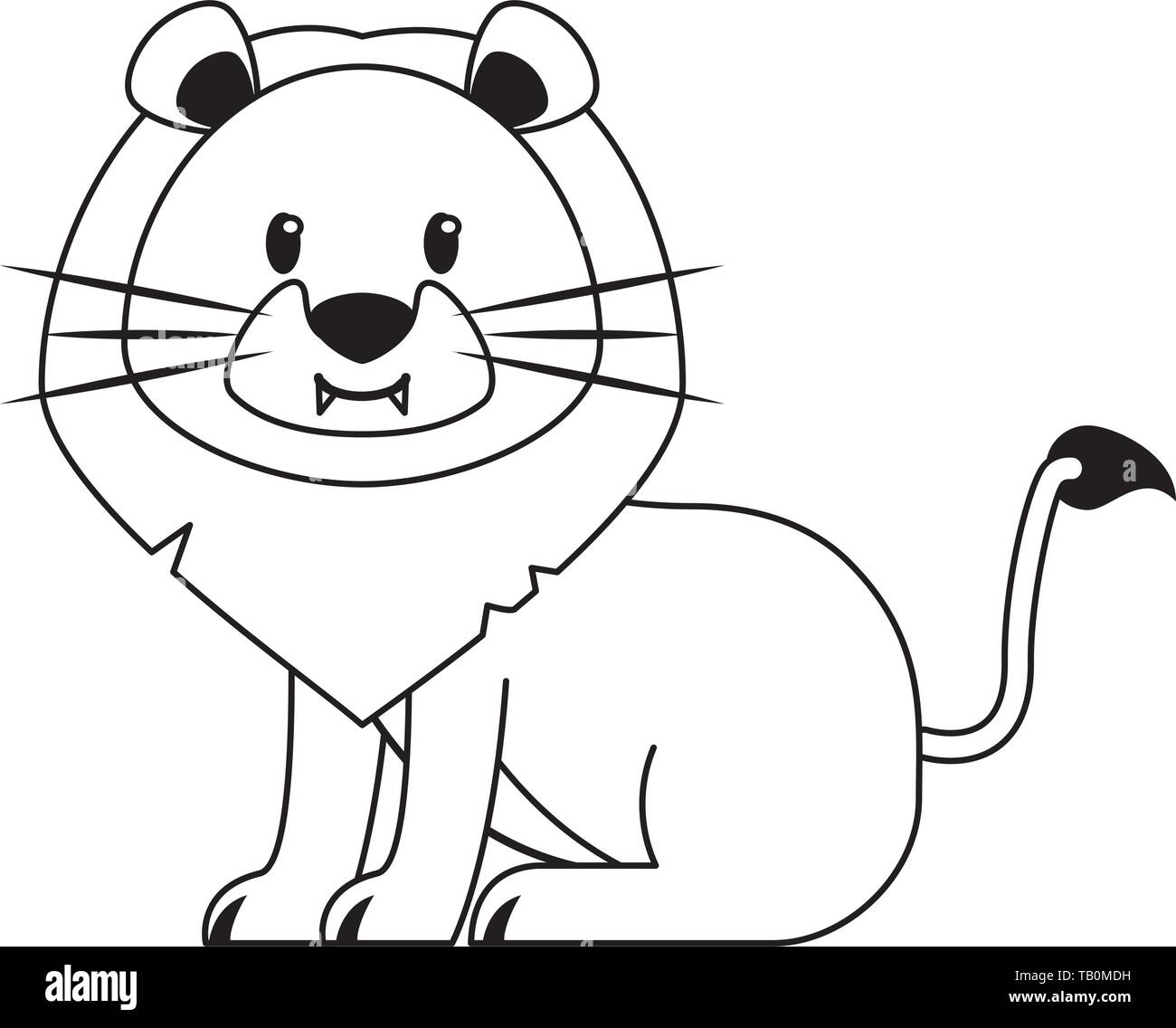 Lion wildlife cute animal cartoon in black and white Stock Vector Image & Art - Alamy