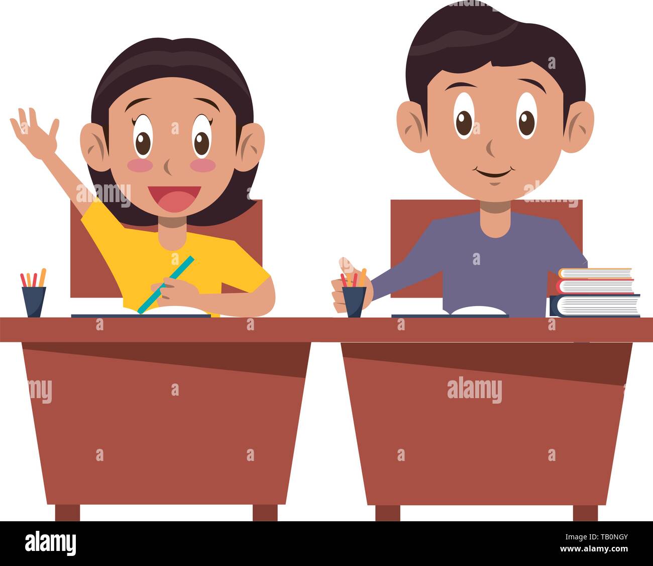Students Kids In School Cartoon Stock Vector Image Art Alamy