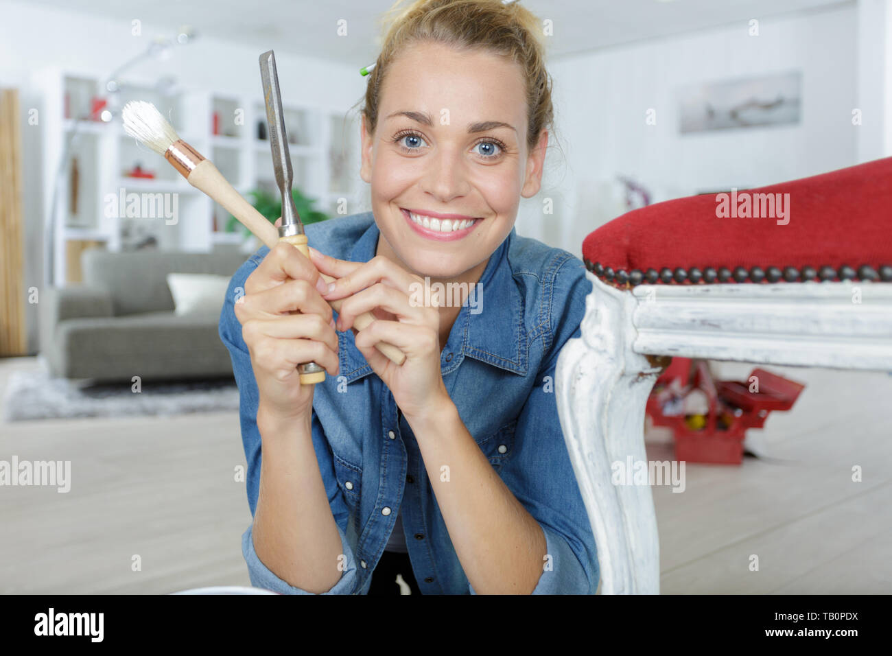 female worker looking at camera Stock Photo