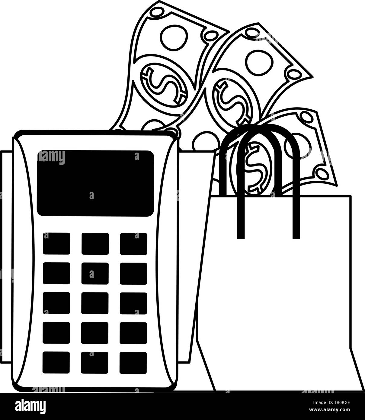 Shopping and sales symbols in black and white Stock Vector Image & Art ...
