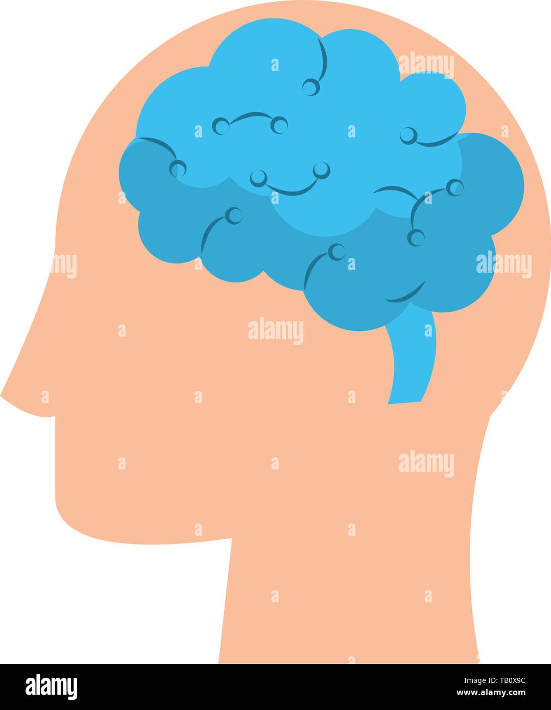 Human head silhouette with brain symbol Vector illustration Stock ...
